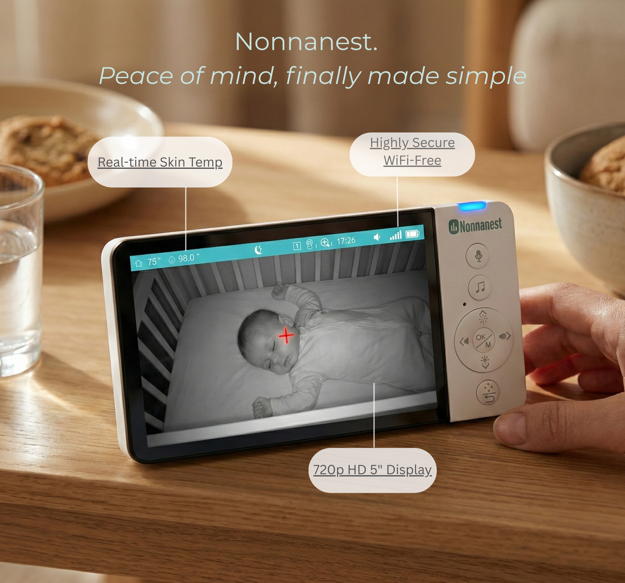 Nonnanest Baby Monitor — camera and 5 inch HD display
