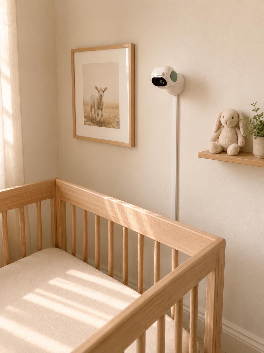 SightAware camera unit wall mounted in nursery